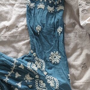 Teal blue embroidery top
